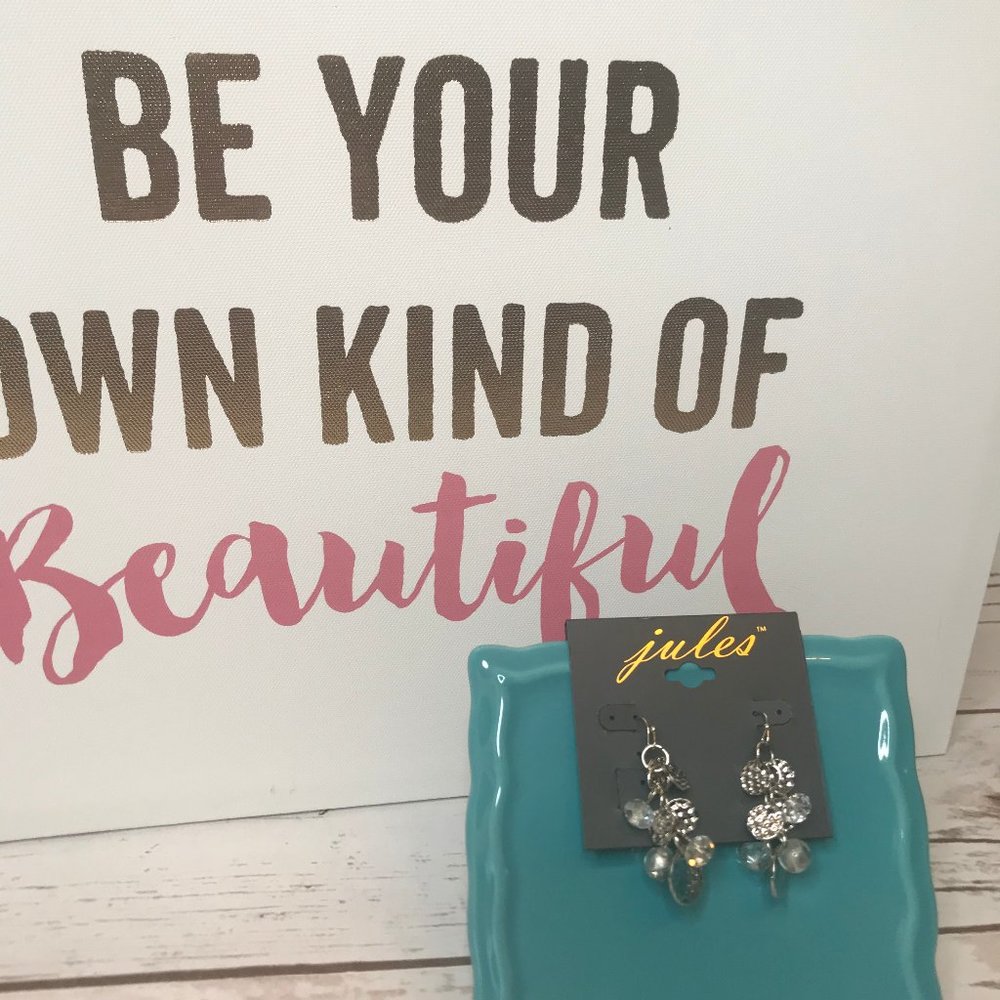Jules Silver Disc and Bead Drop Earrings